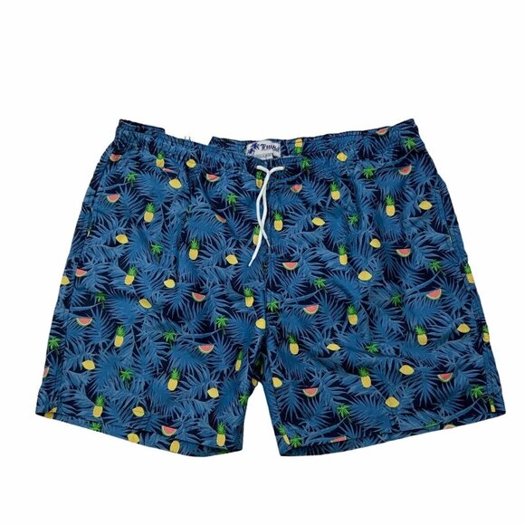 Trunks Sano Short Swim Trunks 2XL XXL Blue Pineapple Swingers Beach Swimsuit - Picture 1 of 12